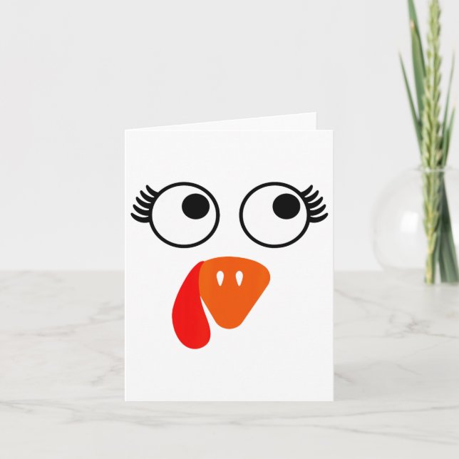 Turkey Face Eyelashes Halloween Thanksgiving Funny Card (Front)