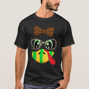 Turkey Face Eyelashes Leopard Glasses Funny Thanks T-Shirt