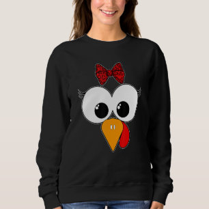 Turkey Face Eyelashes Leopard Glasses Thanksgivin Sweatshirt