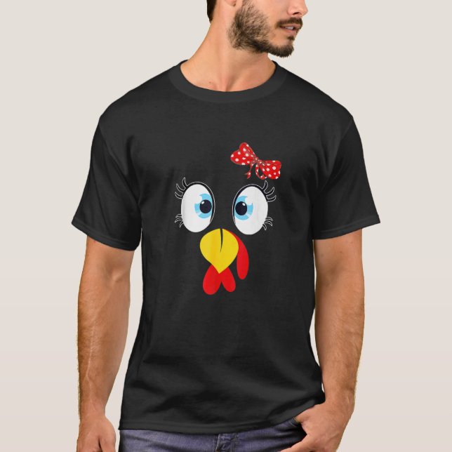 Turkey Face Eyelashes Leopard Glasses  Thanksgivin T-Shirt (Front)
