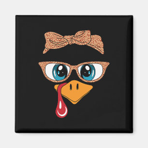 Turkey Face Eyelashes Leopard Gles Funny Thanksgiv Magnet