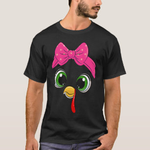 Turkey Face Girl Pink Headband thanksgiving Friend T-Shirt