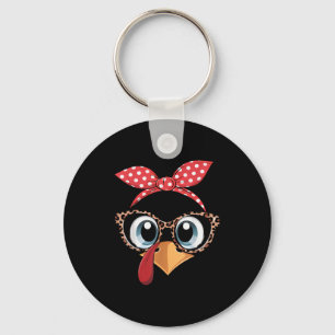 Turkey Face Leopard Headband Thanksgiving Pilgrim  Key Ring