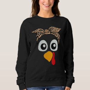 Turkey Face Leopard Headband Womens Thanksgiving P Sweatshirt
