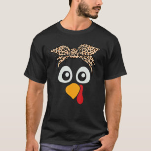 Turkey Face Leopard Headband Womens Thanksgiving P T-Shirt