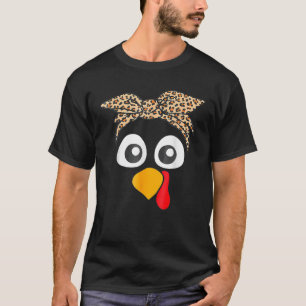 Turkey Face Leopard Headband Womens Thanksgiving P T-Shirt