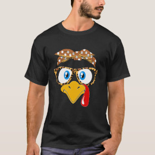 Turkey Face Pilgrim T Shirt Thanksgiving Leopard C
