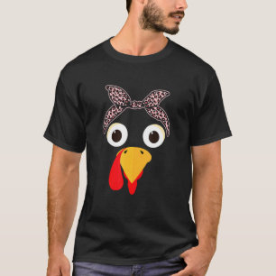 Turkey Face Pink Headband Running Pilgrim Trot Tha T-Shirt