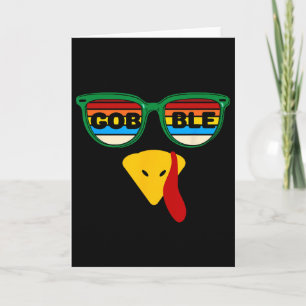Turkey Face Sungles Thanksgiving Harvest Festival Card