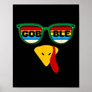 Turkey Face Sungles Thanksgiving Harvest Festival  Poster