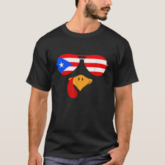 Turkey Face Thanksgiving For Boys Puerto Rico Flag T-Shirt