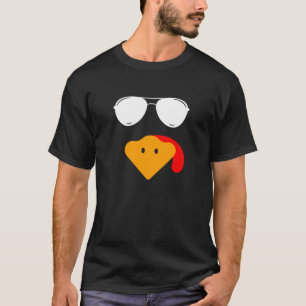 Turkey Face with Glasses Thanksgiving Costume T-Shirt