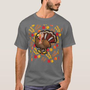 Turkey Fall Autumn Maple Leaf Pattern Cool Thanksg T-Shirt