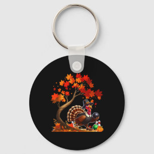 Turkey Fall Tree Thanksgiving Bowling Lover Player Key Ring