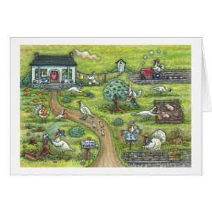 TURKEY FARM, COUNTRY THANKSGIVING GREETING CARD B