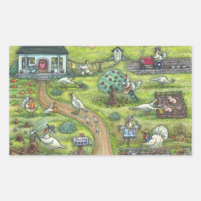 TURKEY FARM GOBBLERS, THANKSGIVING STICKERS SHEET (Front)