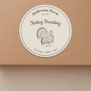 Turkey Farm Label Brown Sticker