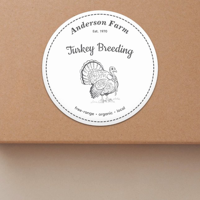 Turkey Farm Label White Sticker (Farm Turkey Label White Sticker)