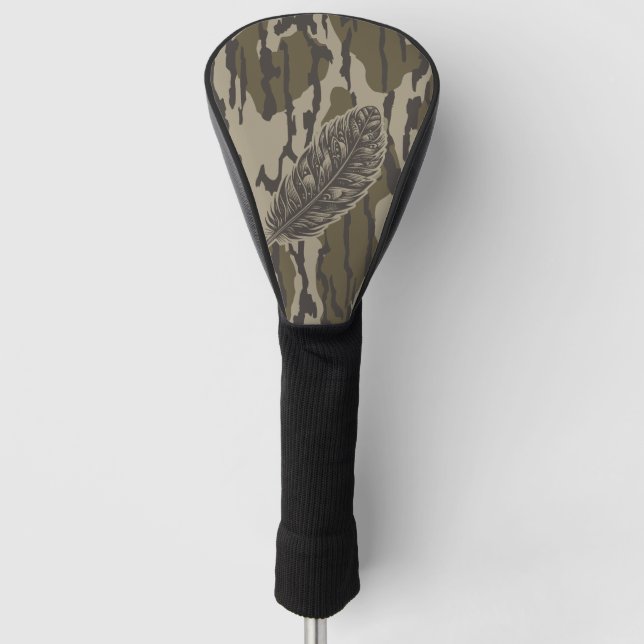 Turkey Feather Bottom Lands Camo Forest Golf Head Cover (Front)