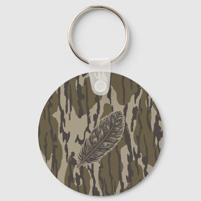 Turkey Feather Bottom Lands Camo Forest Key Ring (Front)