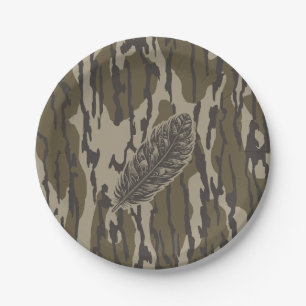 Turkey Feather Bottom Lands Camo Forest Paper Plate