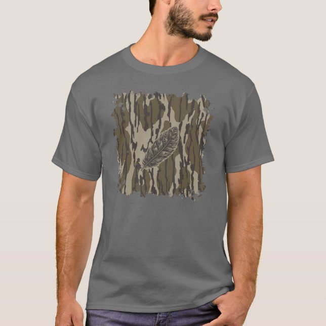 Turkey Feather Bottomland Camo Forest Camouflage T-Shirt (Front)