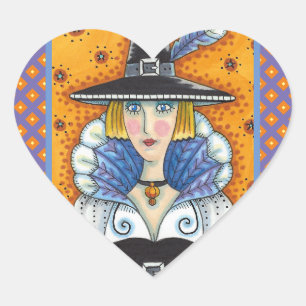 TURKEY FEATHER WITCH, A SALEM THANKSGIVING, FOLK HEART STICKER
