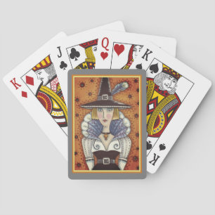 TURKEY FEATHER WITCH, A SALEM THANKSGIVING, FOLK PLAYING CARDS