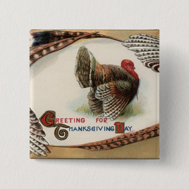 Turkey Feathers 15 Cm Square Badge (Front)