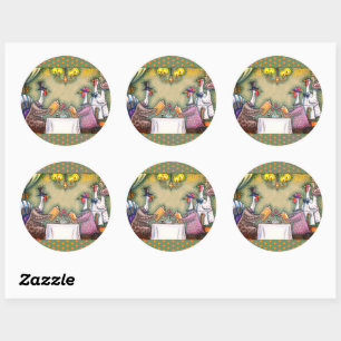 TURKEY FINE DINING, THANKSGIVING BIRD HUMOR CLASSIC ROUND STICKER