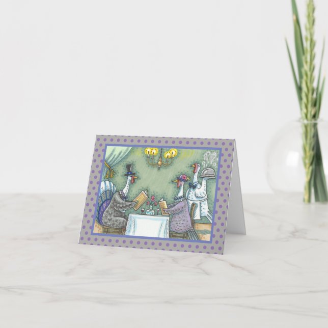 TURKEY FINE DINING THANKSGIVING GREETING CARD Blnk (Front)