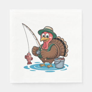 Turkey Fishing Thanksgiving Turkey Fisherman Napkin