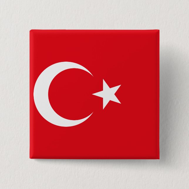 Turkey flag 15 cm square badge (Front)