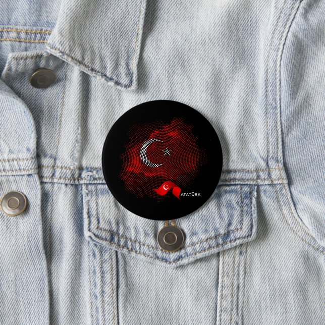Turkey flag 7.5 cm round badge (In Situ)
