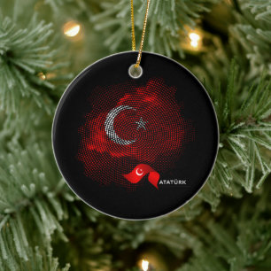 Turkey flag ceramic tree decoration