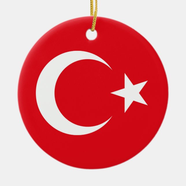 Turkey Flag Ceramic Tree Decoration (Front)