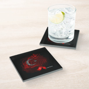 Turkey flag glass coaster