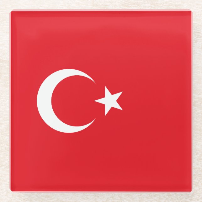Turkey Flag Glass Coaster (Front)