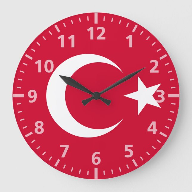Turkey Flag Large Clock (Front)