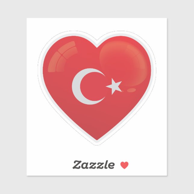 Turkey Flag Love Icon Sticker (Sheet)