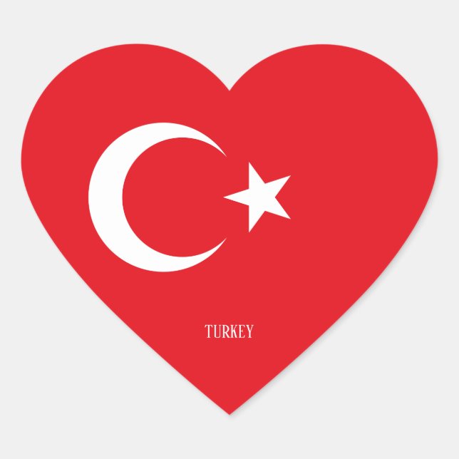 Turkey Flag Patriotic Heart Sticker (Front)