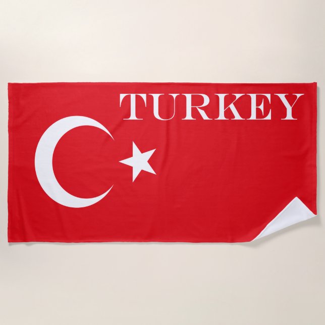 Turkey flag Turkish Beach Towel (Front)
