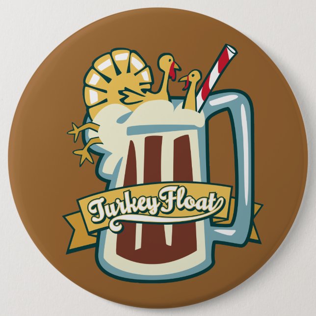 Turkey Float 6 Cm Round Badge (Front)