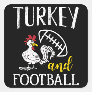 Turkey Football Thanksgiving Family Football Fan Square Sticker