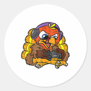 Turkey Gamer Funny Thanksgiving Cool Video Games G Classic Round Sticker