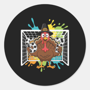 Turkey Goalie Soccer 67 Six Seven Boys Men Thanksg Classic Round Sticker