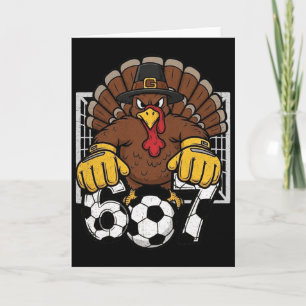 Turkey Goalie Soccer 67 Six Seven Boys Thanksgivin Card
