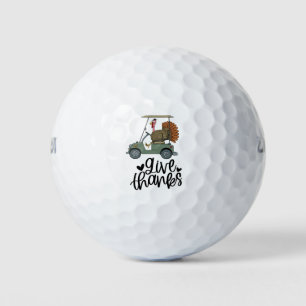 Turkey golfer drive golf cart for Thanksgiving  Balls
