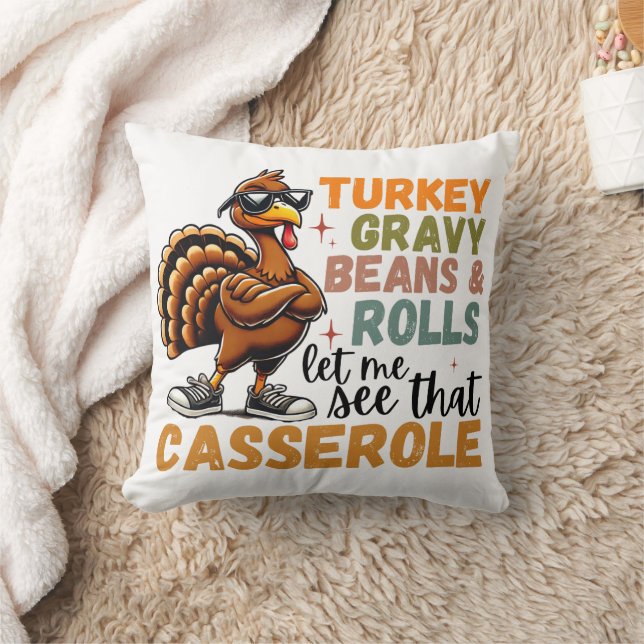 Turkey Gravy Beans And Rolls Casserole Funny  Cushion (Blanket)