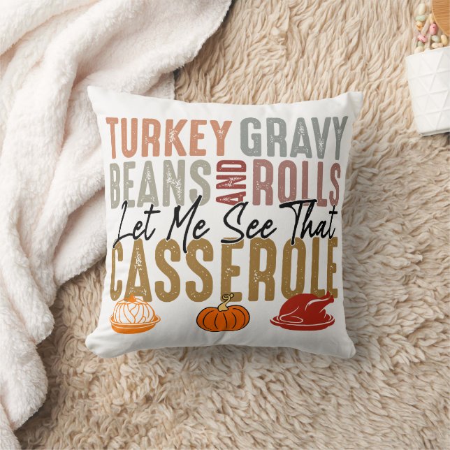 Turkey Gravy Beans And Rolls Casserole Funny  Cushion (Blanket)
